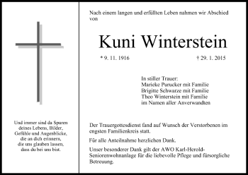 Anzeige von Kuni Winterstein von MGO