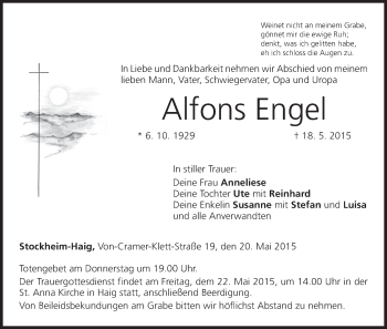 Anzeige von Alfons Engel von MGO