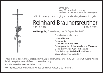 Anzeige von Reinhard Braunersreuther von MGO