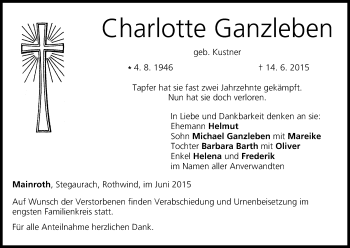 Anzeige von Charlotte Ganzleben von MGO