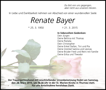 Anzeige von Renate Bayer von MGO