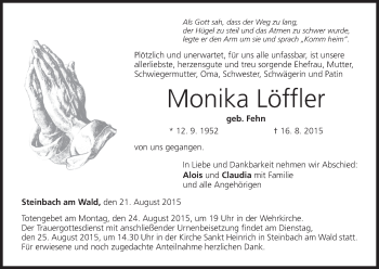 Anzeige von Monika Löffler von MGO