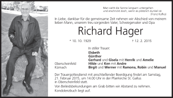 Anzeige von Richard Hager von MGO