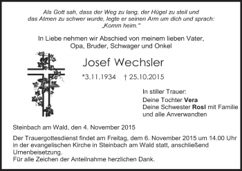 Anzeige von Josef Wechsler von MGO