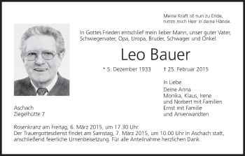 Anzeige von Leo Bauer von MGO