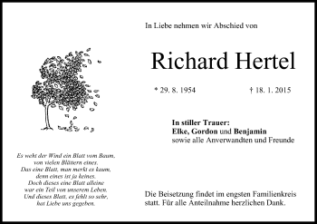 Anzeige von Richard Hertel von MGO