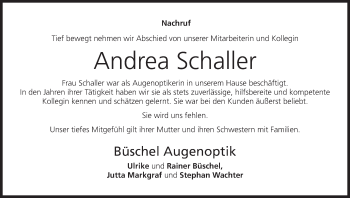 Anzeige von Andrea Schaller von MGO