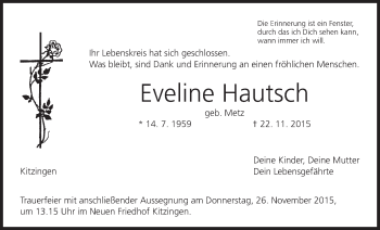Anzeige von Eveline Hautsch von MGO