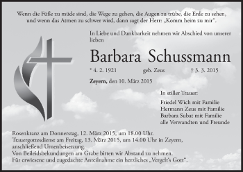 Anzeige von Barbara Schussmann von MGO