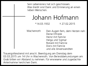 Anzeige von Johann Hofmann von MGO