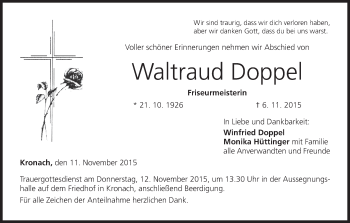 Anzeige von Waltraud Doppel von MGO