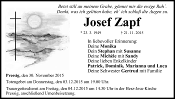 Anzeige von Josef Zapf von MGO