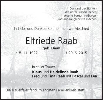 Anzeige von Elfriede Raab von MGO
