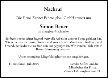 Anzeige von Simon Bauer von MGO