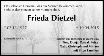 Anzeige von Frieda Dietzel von MGO