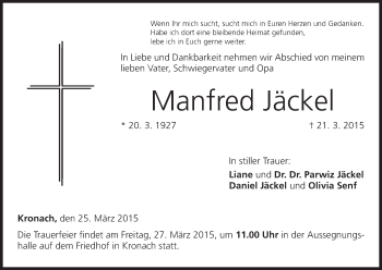 Anzeige von Manfred Jäckel von MGO