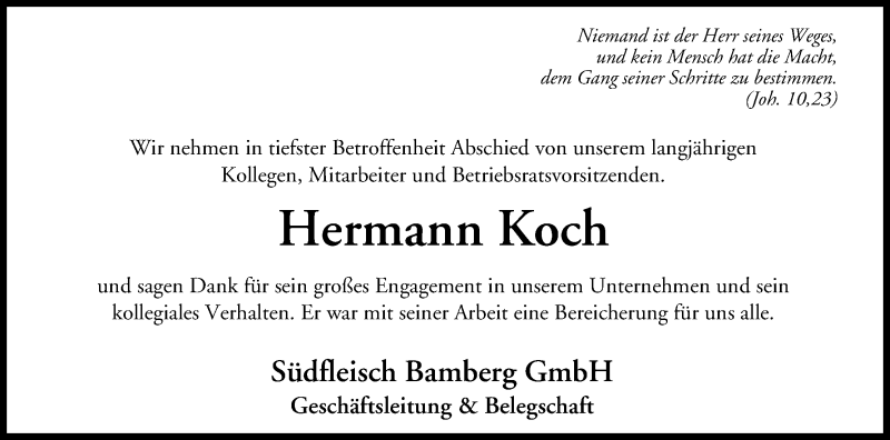  Traueranzeige für Hermann Koch vom 26.09.2015 aus MGO