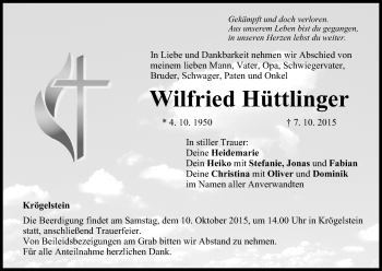 Anzeige von Wilfried Hüttlinger von MGO