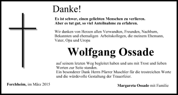 Anzeige von Wolfgang Ossade von MGO