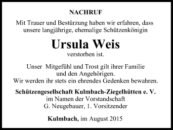 Anzeige von Ursula Weis von MGO