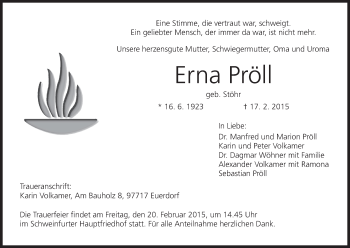 Anzeige von Erna Pröll von MGO