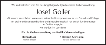 Anzeige von Josef Goller von MGO
