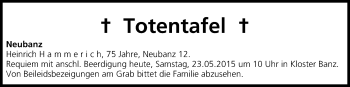 Anzeige von Totentafel 23.05.2015 von MGO