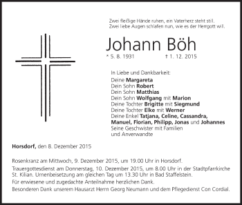 Anzeige von Johann Böh von MGO