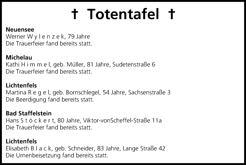  Traueranzeige für Totentafel vom 14.04.2015 vom 14.04.2015 aus MGO