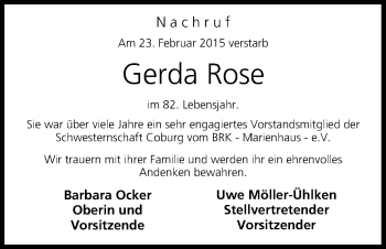 Anzeige von Gerda Rose von MGO