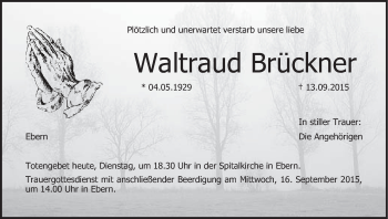 Anzeige von Waltraud Brückner von MGO