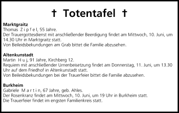 Anzeige von Totentafel vom 10.06.2015 von MGO