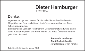 Anzeige von Dieter Hamburger von MGO