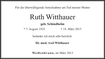 Anzeige von Ruth Witthauer von MGO