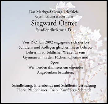 Anzeige von Siegward  Oetter von MGO