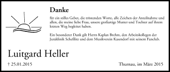 Anzeige von Luitgard Heller von MGO