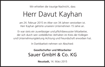Anzeige von Davut Kayhan von MGO