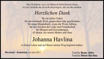 Anzeige von Johanna Havlina von MGO