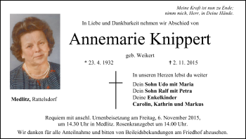 Anzeige von Annemarie Knippert von MGO