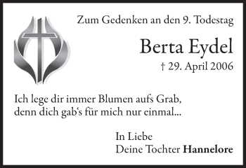 Anzeige von Berta Eydel von MGO