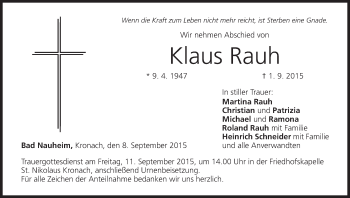 Anzeige von Klaus Rauh von MGO