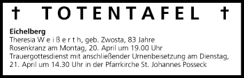 Anzeige von Totentafel, vom 18.04.2015 von MGO