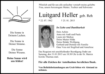 Anzeige von Luitgard Heller von MGO