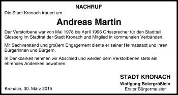 Anzeige von Andreas Martin von MGO