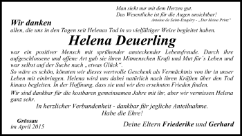 Anzeige von Helena Deuerling von MGO