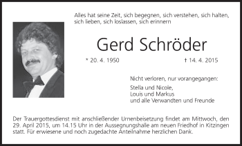 Anzeige von Gerd Schröder von MGO