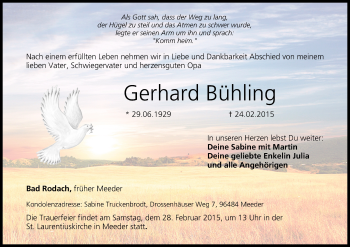 Anzeige von Gerhard Bühling von MGO