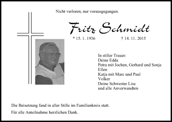 Anzeige von Fritz Schmidt von MGO