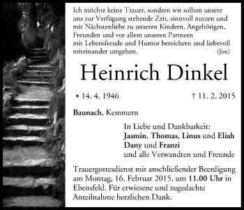 Anzeige von Heinrich Dinkel von MGO