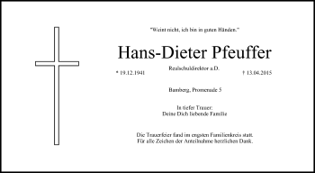 Anzeige von Hans-Dieter Pfeuffer von MGO